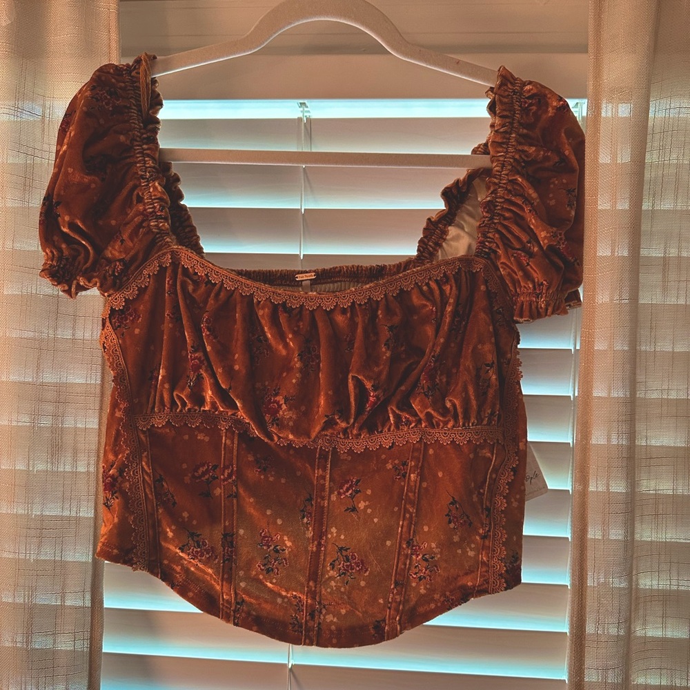 NWT Free People Velvet Cropped Bustier Top